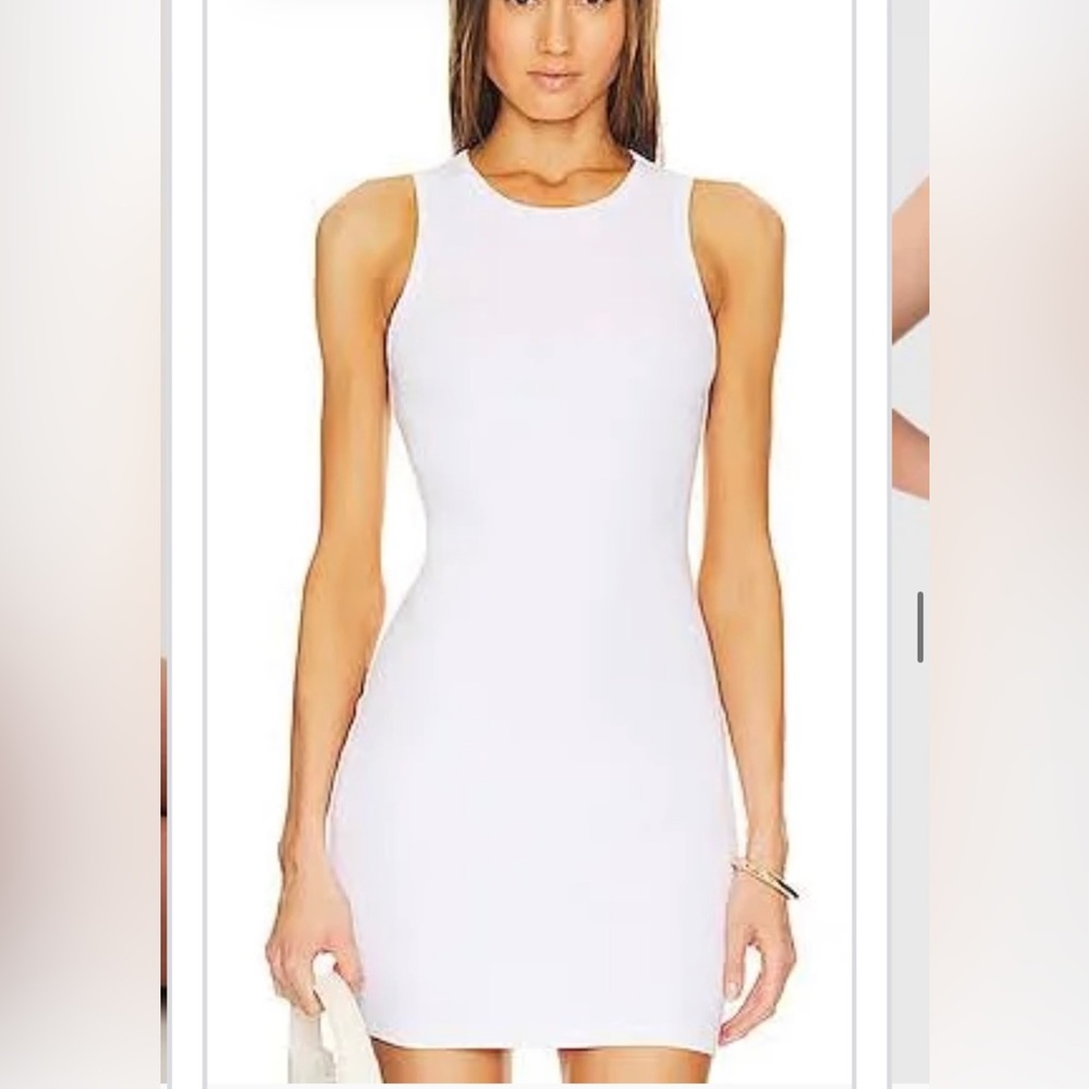 Naked Wardrobe White XS Sleeveless Ribbed Mini Dress